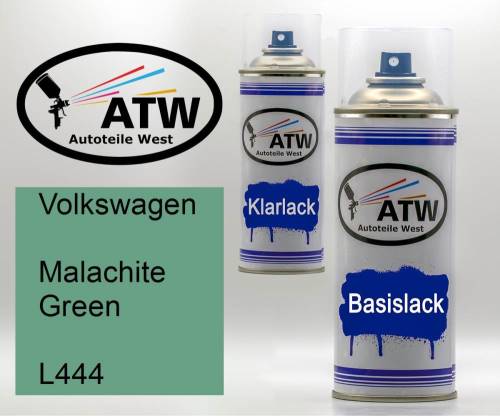 Volkswagen, Malachite Green, L444: 400ml Sprühdose + 400ml Klarlack - Set, von ATW Autoteile West.